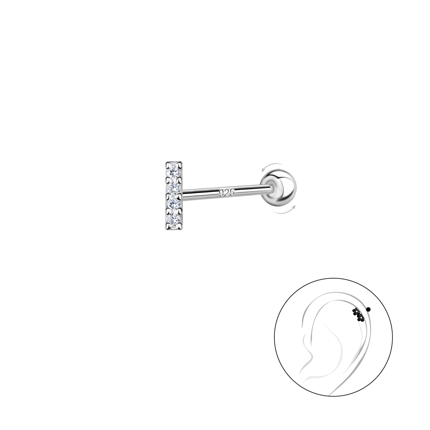 Maeve Sparkle Bar Cartilage Stud